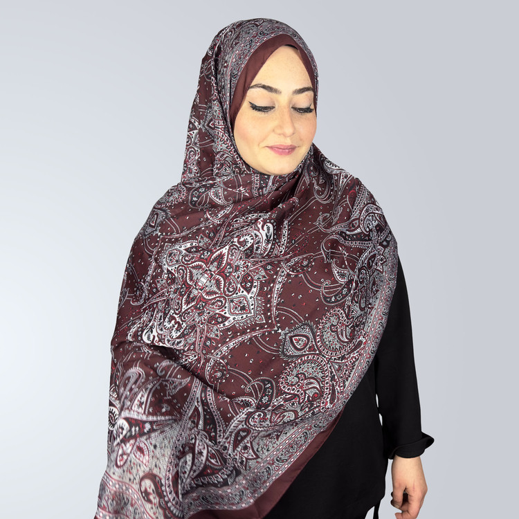 Bordo Etnik Desen Şal