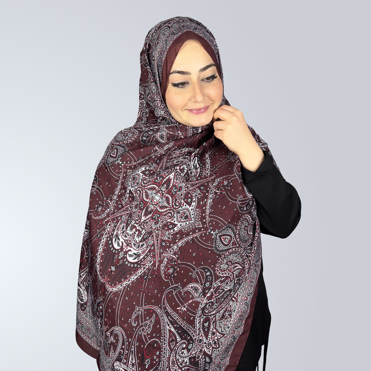 Bordo Etnik Desen Şal