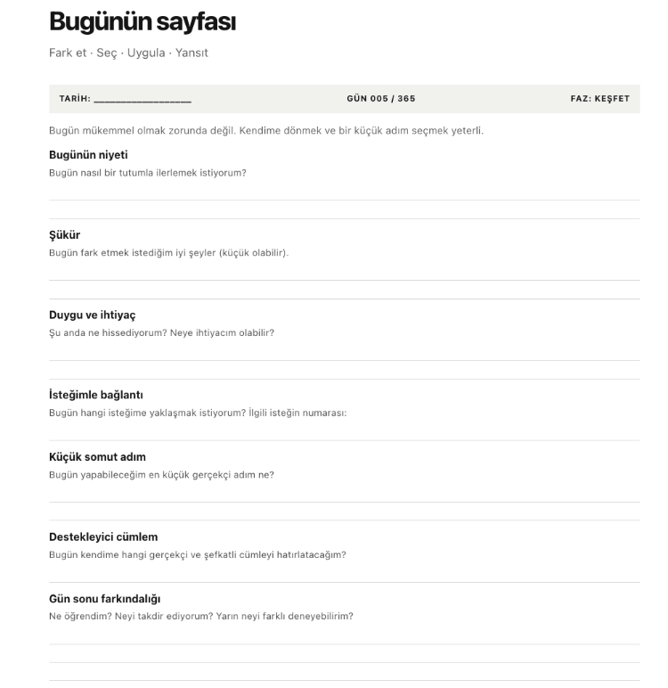 manifest ajandası zamansız 365 gün
