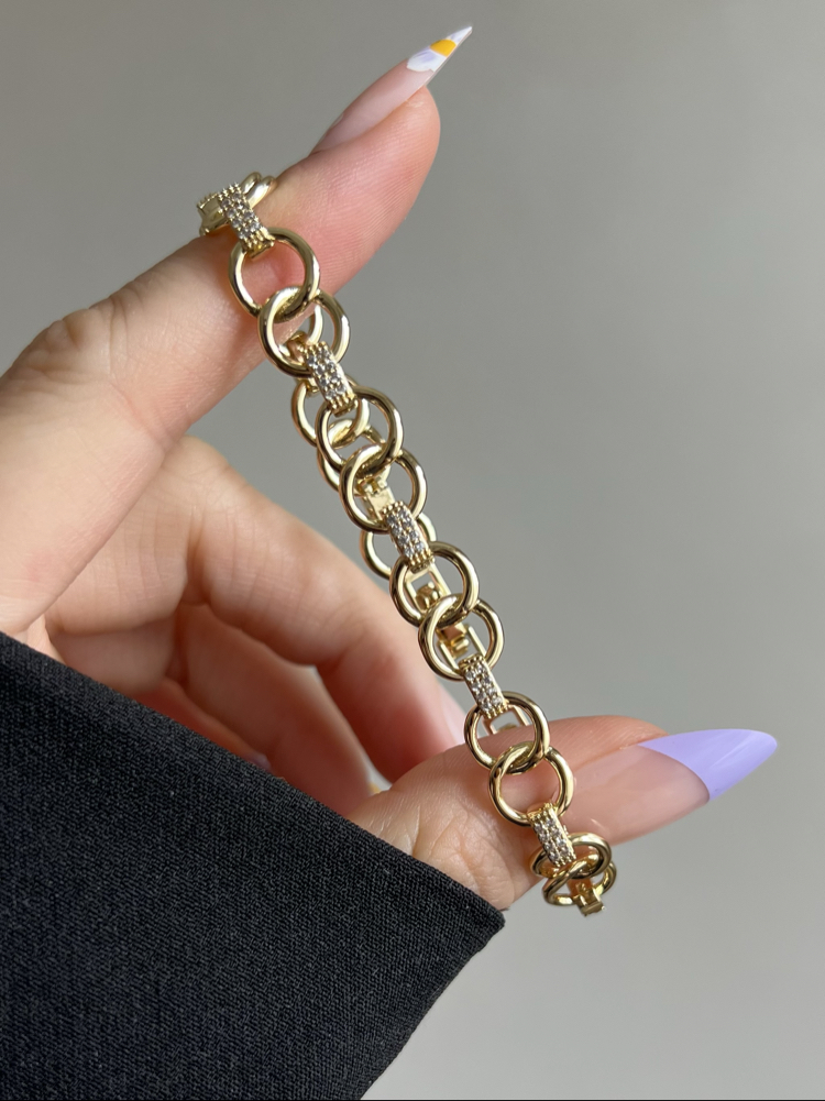 Gold Taşlı Halka Bileklik