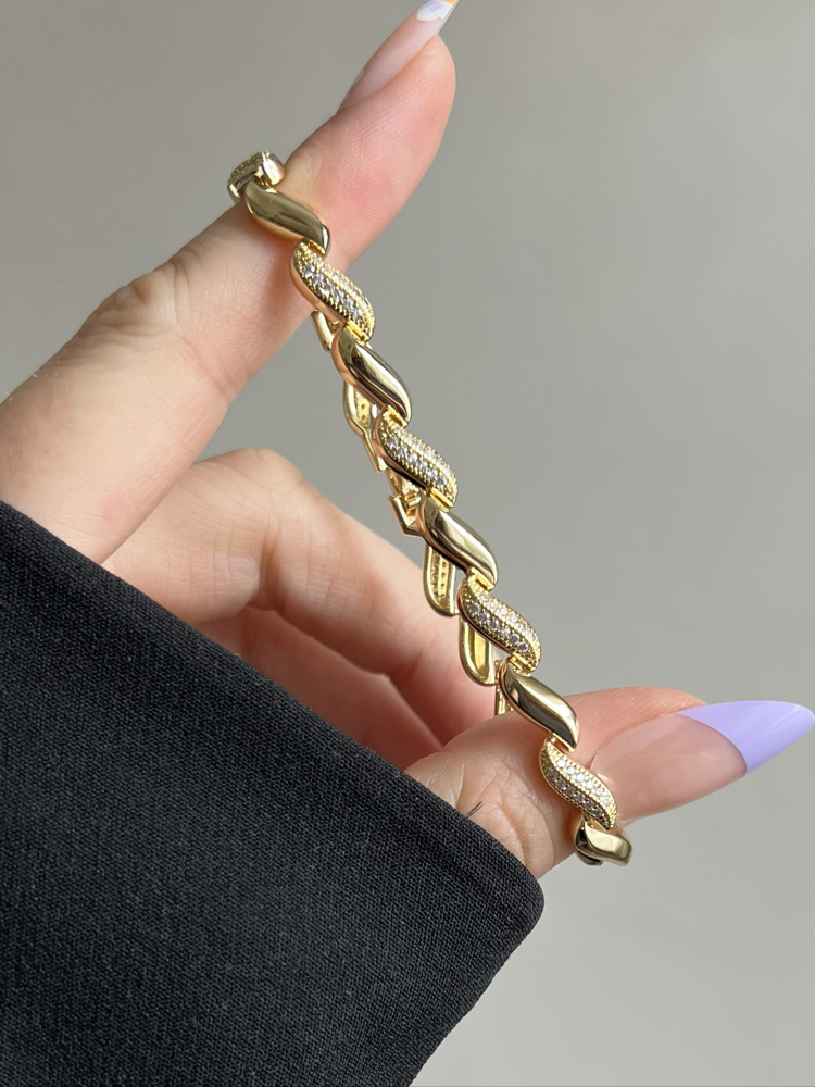 Gold Taşlı Damla Bileklik