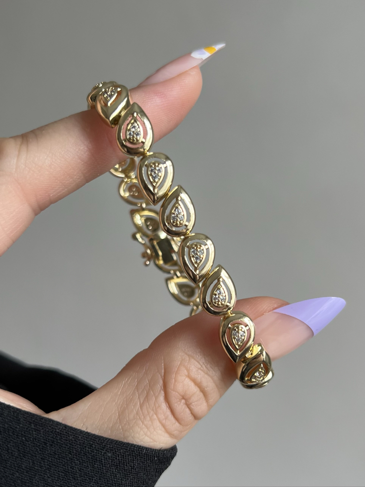 Gold Taşlı Damla Bileklik