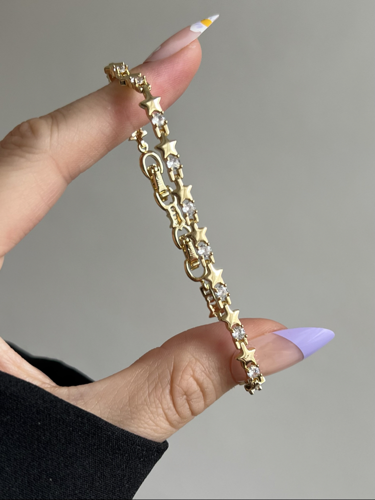 Gold Taşlı Yıldız Bileklik