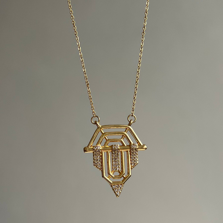 Gold Taşlı Serenay Kolye