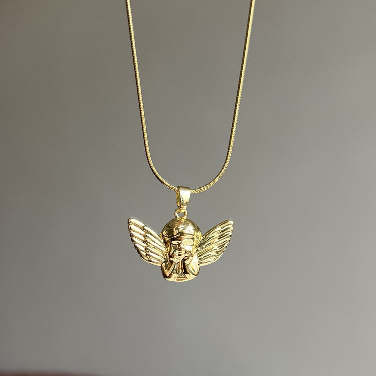 Çelik Gold Kanatlı Melek Kolye