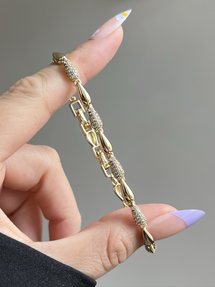 Gold Taşlı Damla Bileklik