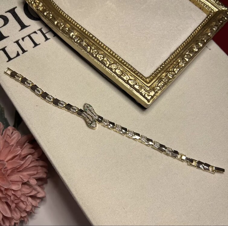 Gold Taşlı Yılan Model Bileklik