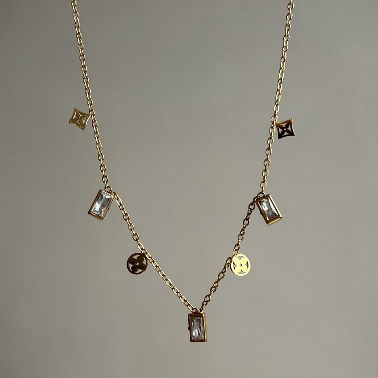 Çelik Gold Taşlı Kolye