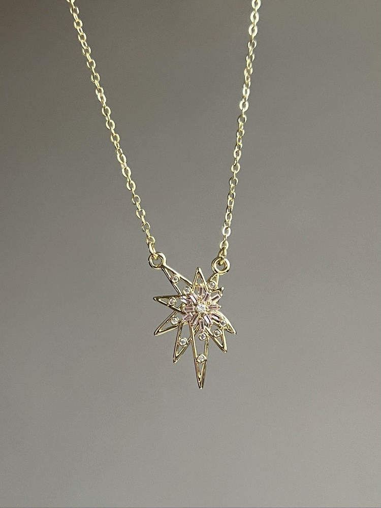 Gold Pembe Taşlı Yıldız Kolye