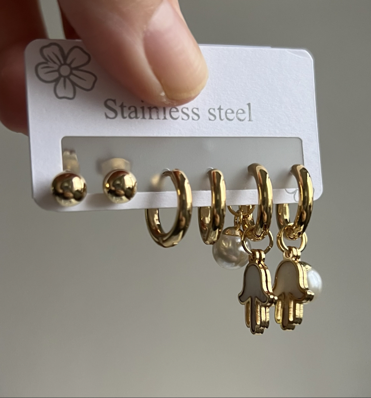 Gold Çelik Çoklu Set Küpe