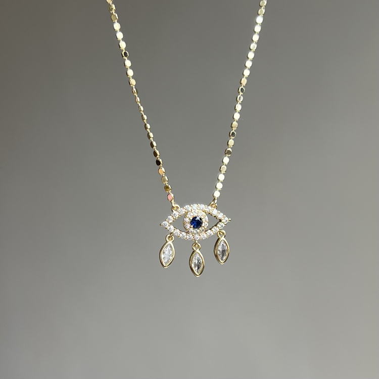 Gold Göz Taşlı Zarif Kolye