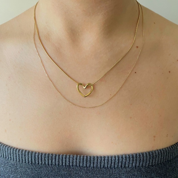 Minimal Kalpli Gold Çelik Kolye