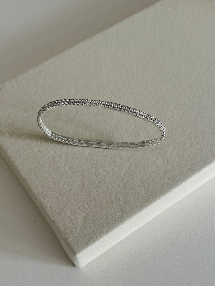 Çift Şeritli Silver Taşlı Bileklik