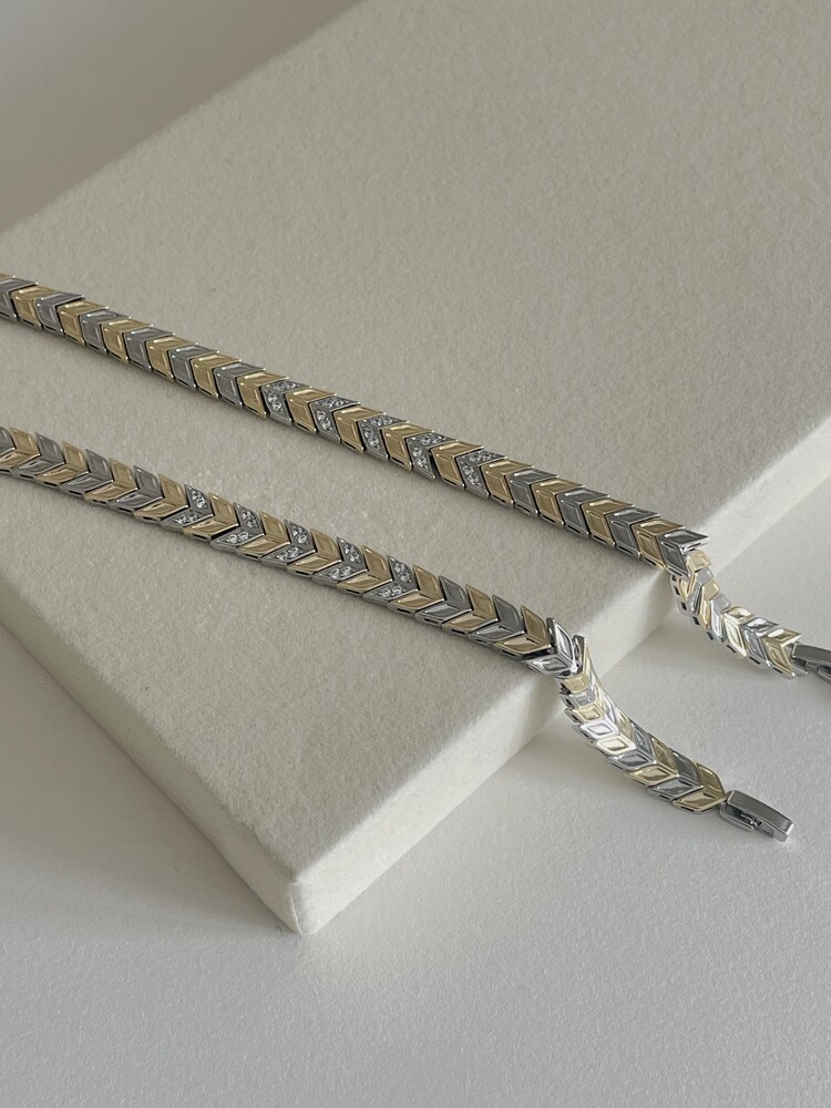 Premium Seri Gold Silver Detaylı Bileklik