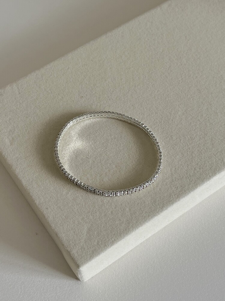 Çift Şeritli Silver Taşlı Bileklik