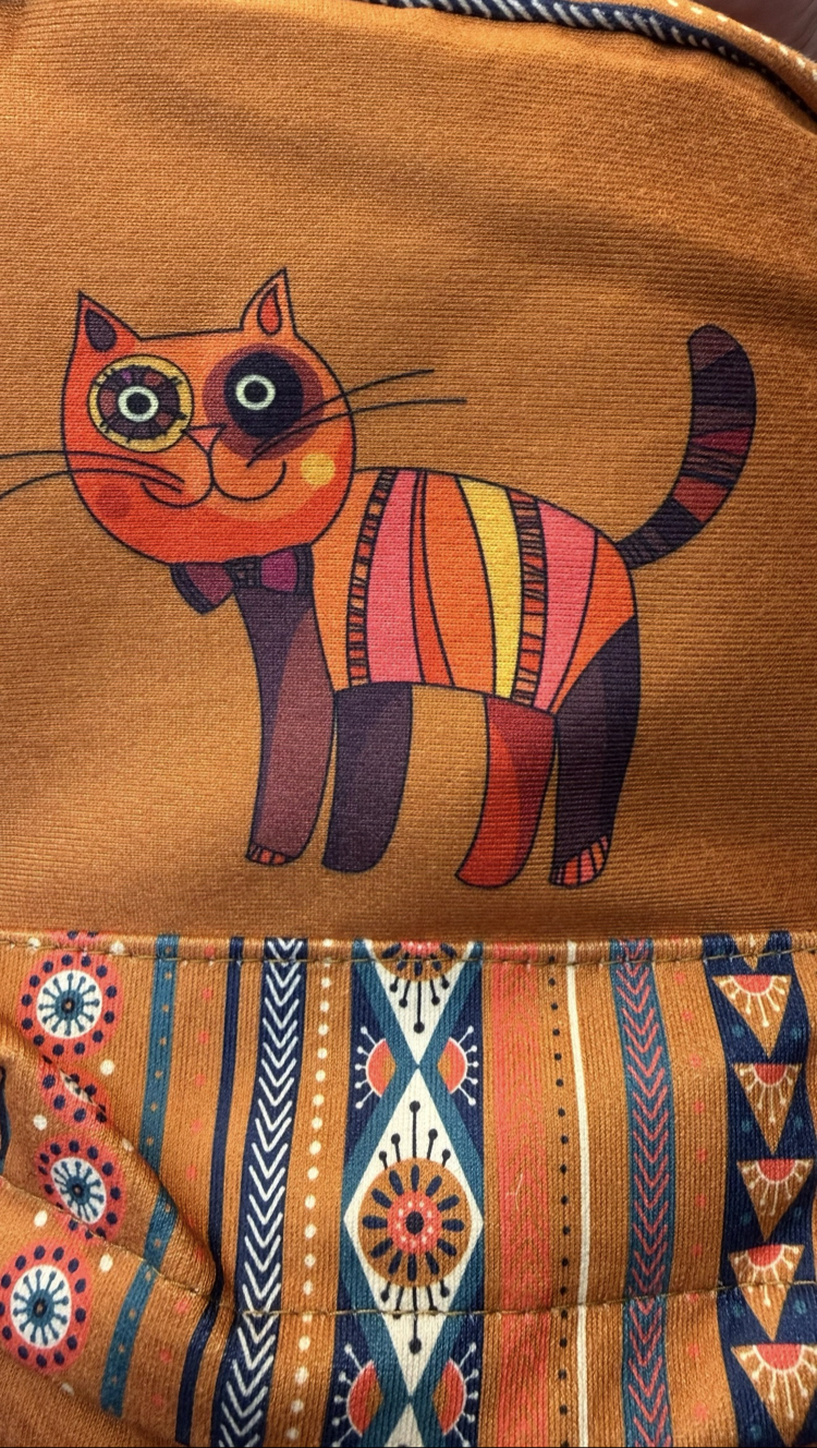 Kedi figürlü retro çanta