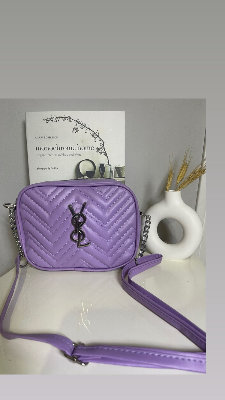 Lila Zigzag Kapitone Omuz Çantası – YSL Model (200₺)