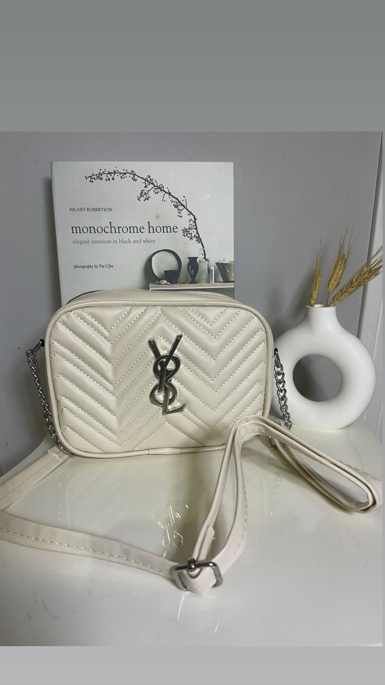 Krem Zigzag Kapitone Omuz Çantası – YSL Model (200₺)