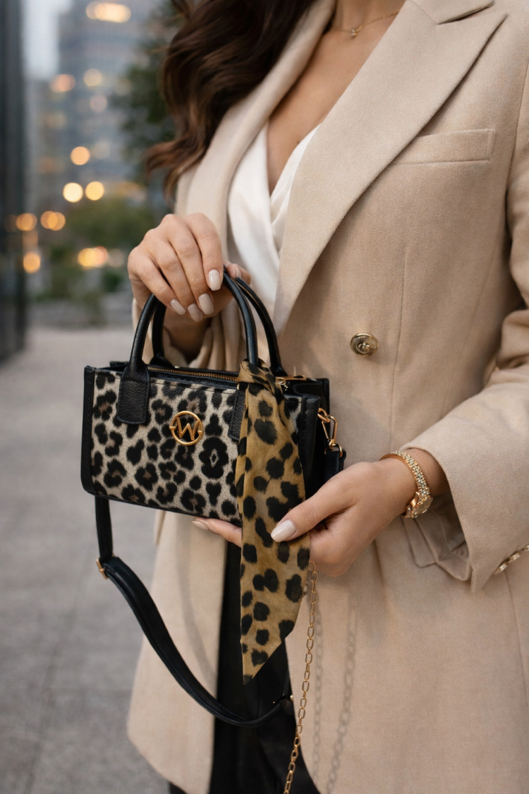 Leona Mini Leopar El & Omuz Çantası