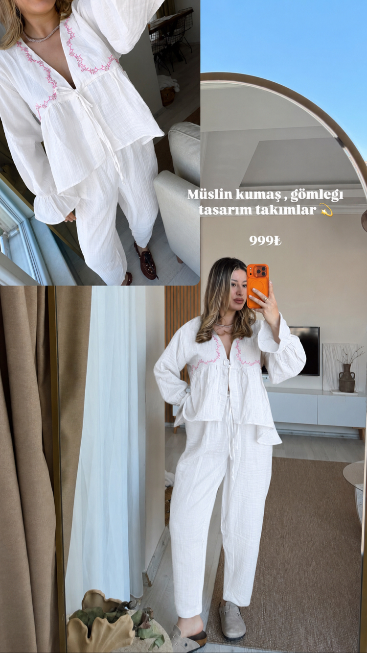 Beyaz Müslin takıms beden