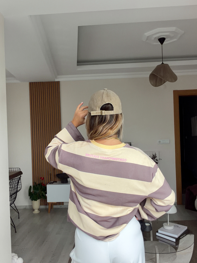 Premıum çizgili sweat