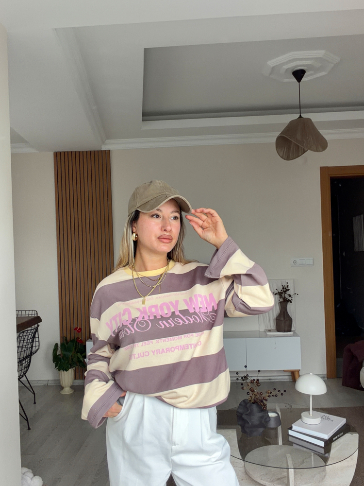 Premıum çizgili sweat