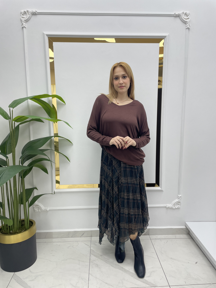 Ekose Şifon Etek 