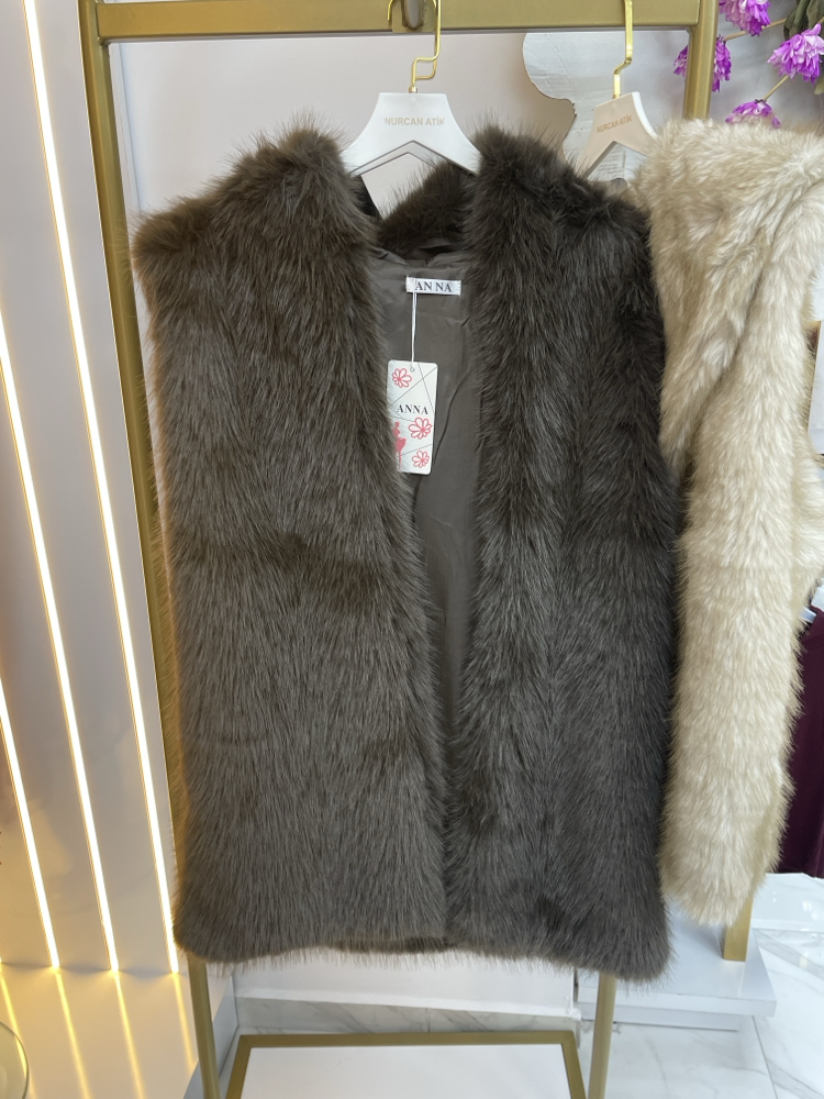 İthal Peluş Kapşonlu Yelek