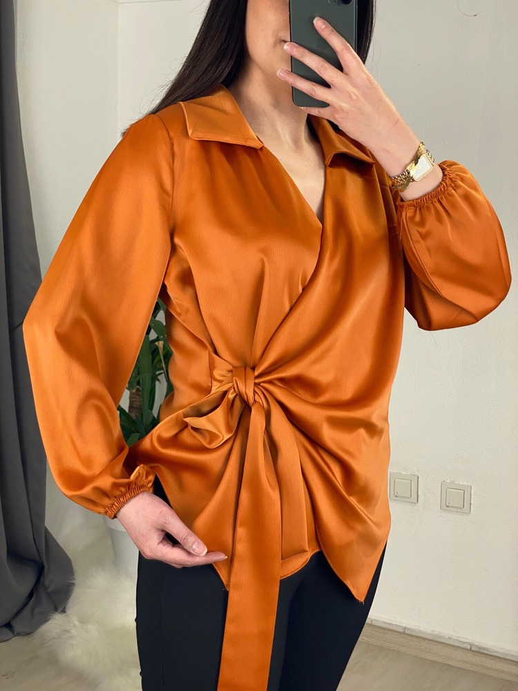 marka model yandan bağlamalı bluz (kiremit)