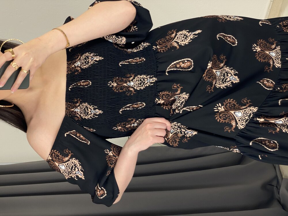 siyah şal desen maxi boy elbise