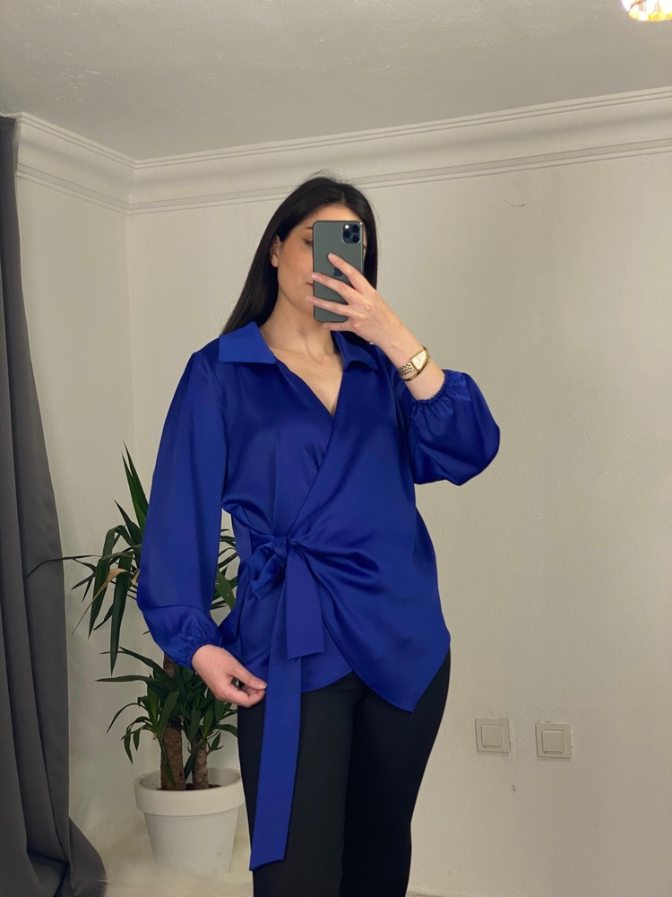 marka model yandan bağlamalı bluz (saks)