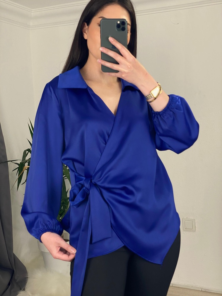 marka model yandan bağlamalı bluz (saks)