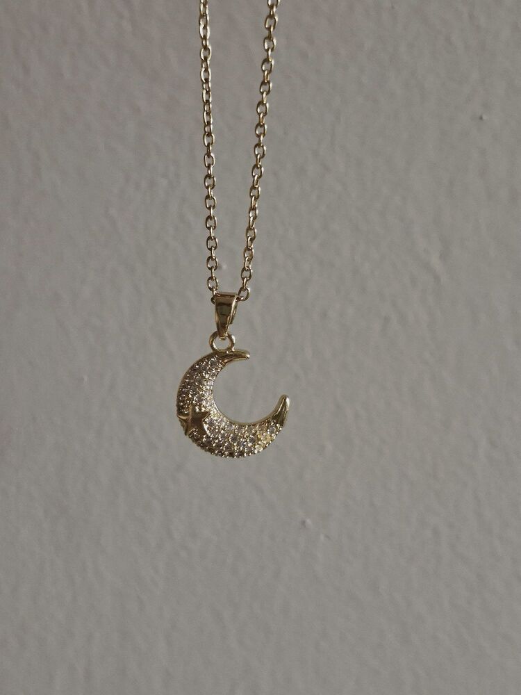 Çelik taşlı moon kolye