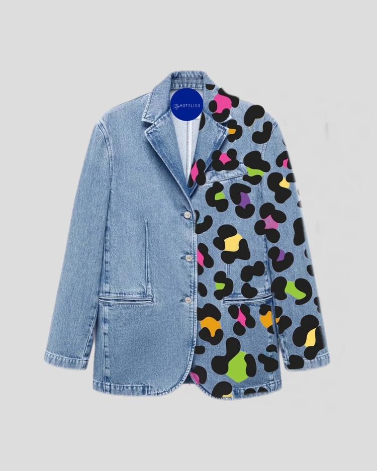 Denim Blazer Leopard 