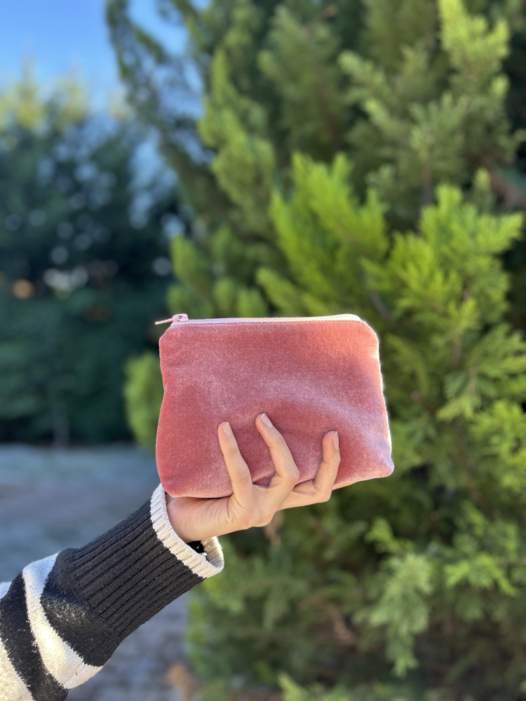 Toz Pembe İpek Kadife Çanta