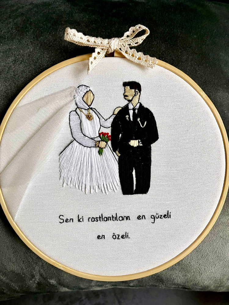 Fotoğraftan Nakışa Kişiye Özel Hediye Kasnak Pano