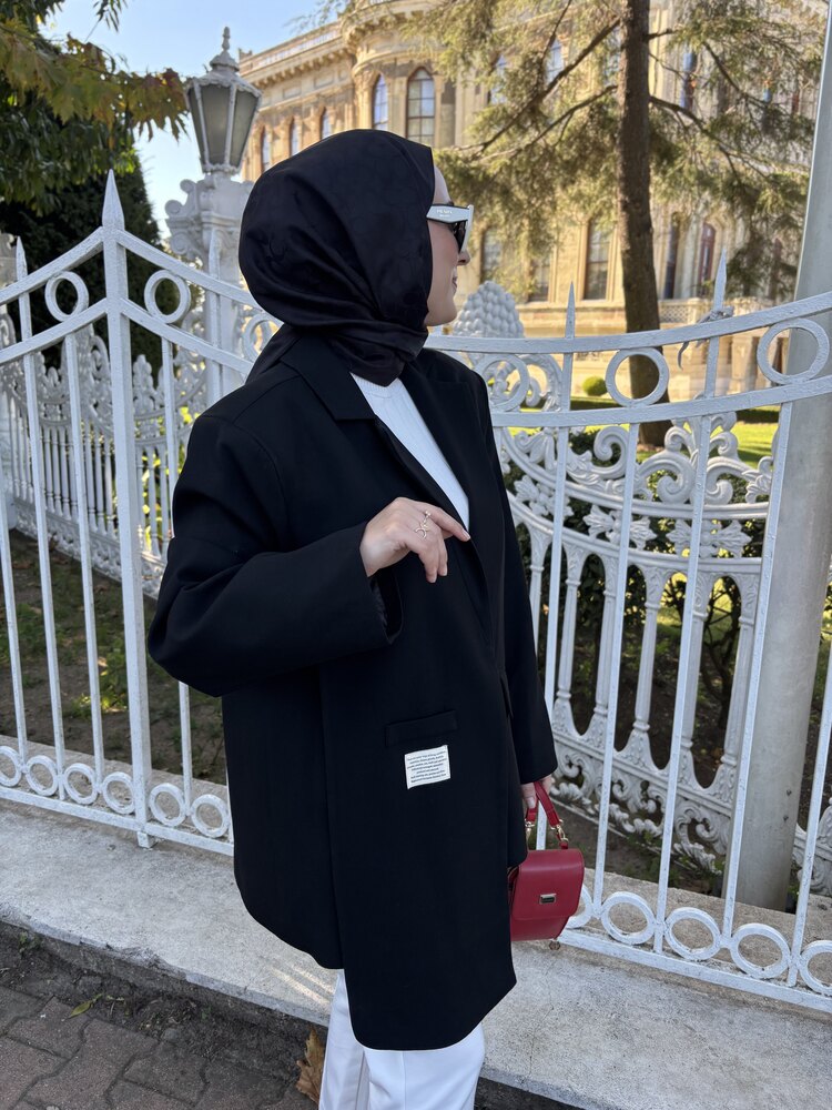 KEMERLİ BLAZER CEKET -Siyah