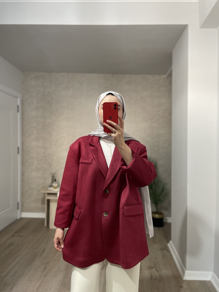 PREMİUM SÜET CEKET -Bordo