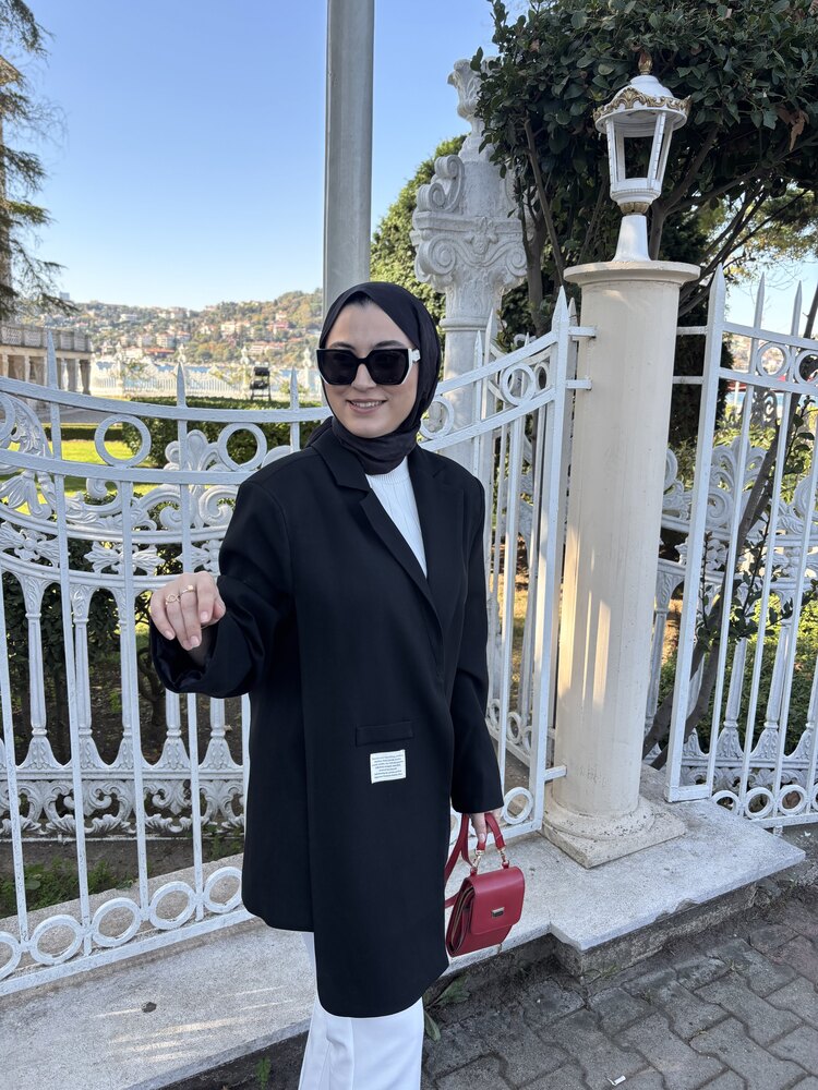 KEMERLİ BLAZER CEKET -Siyah