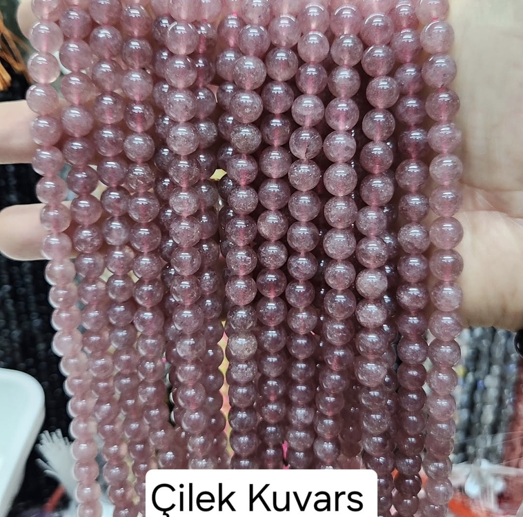 8 MM Çilek Kuvars  Taşı  Dize