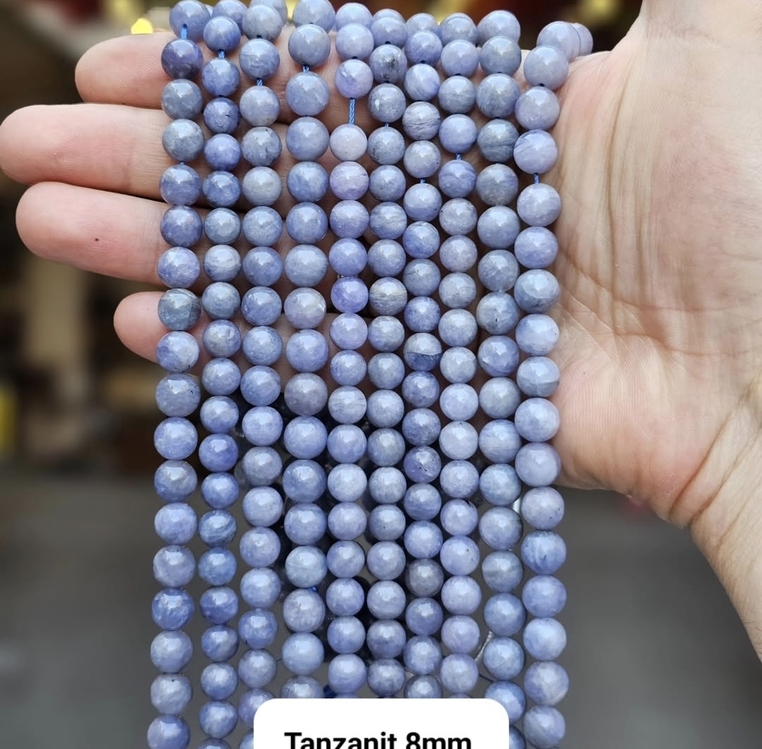%100 Doğal Orijinal 8 MM Tanzanit Taşı Dize