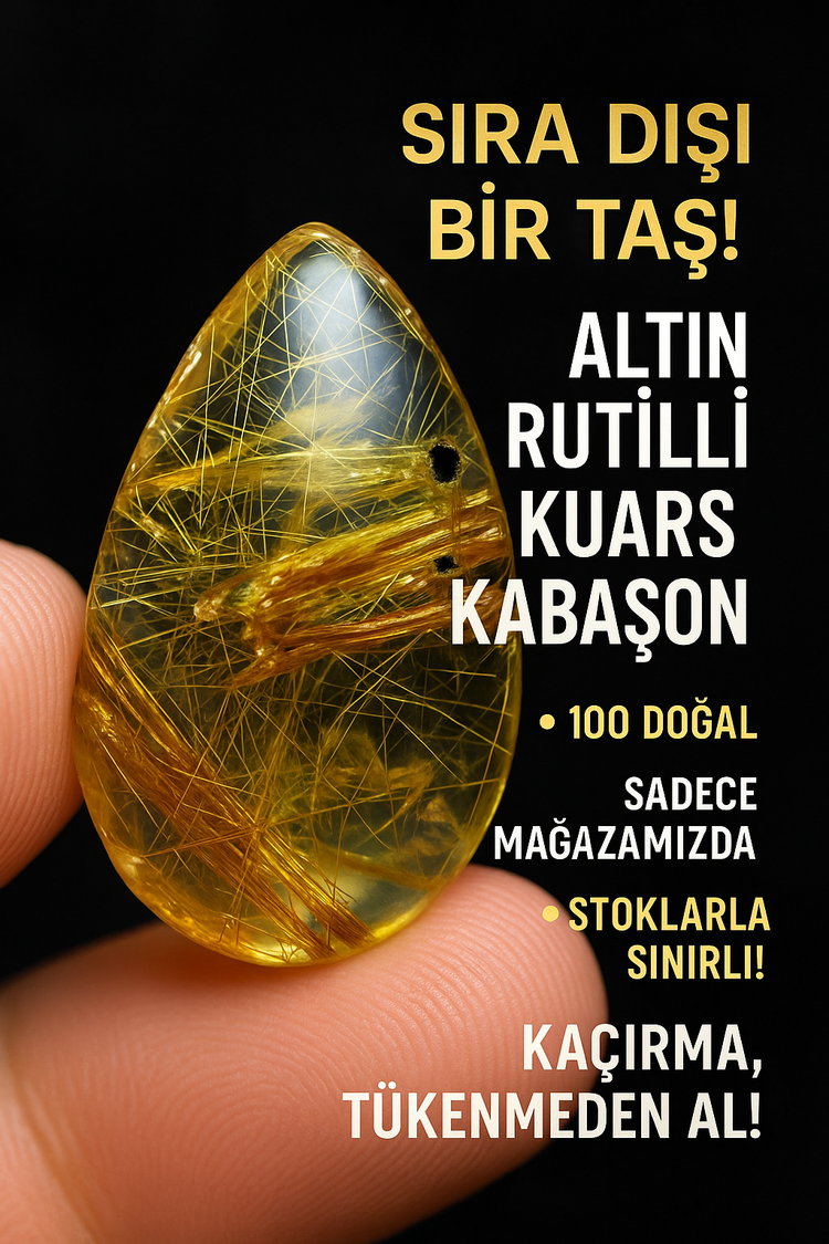 Altın Rutilli Kuvars Kaboşon