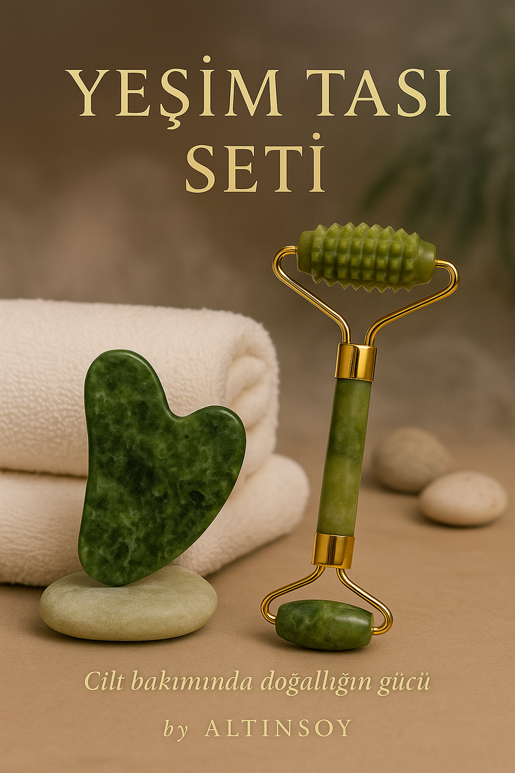 Yeşim Taşı Roller ve Guasha Taşı Set