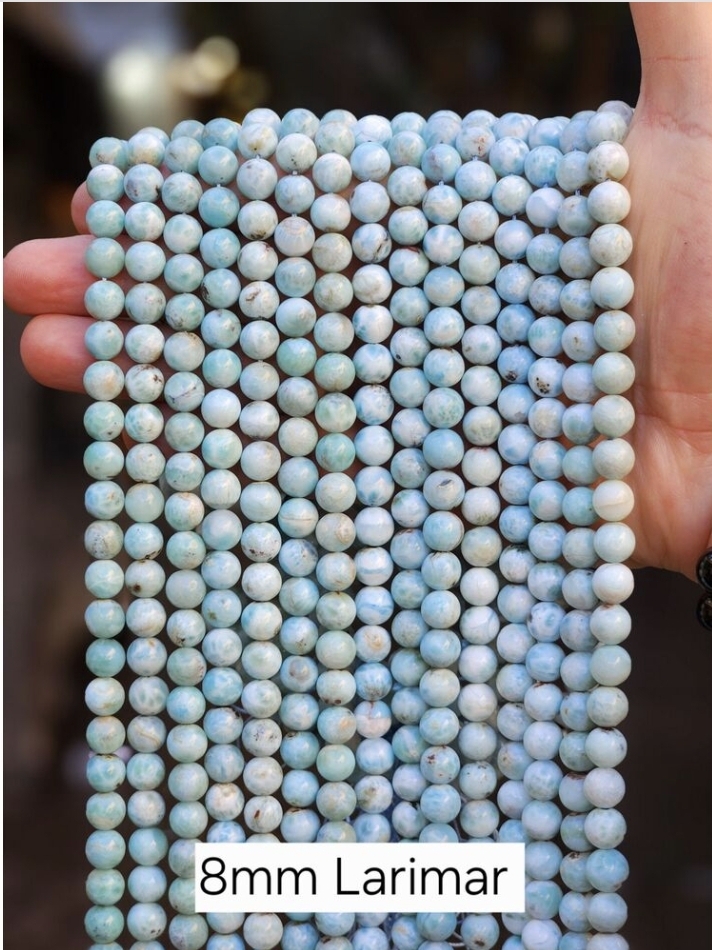  %100 Doğal Larimar Doğal Taş Dize