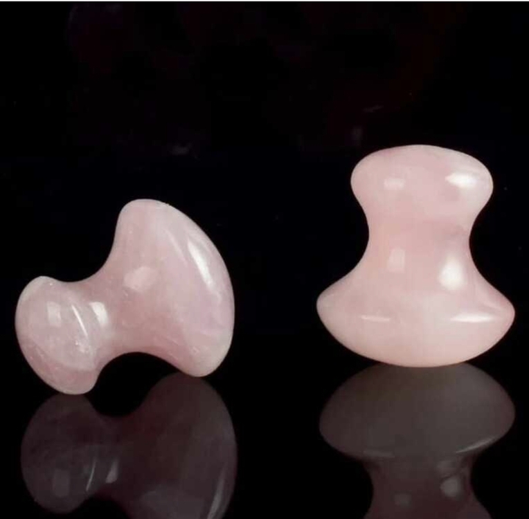 Pembe Kuvars Mantar Guasha Taşı