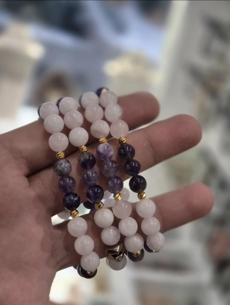 Pembe  Kuvars  Ve Ametist Taşı Bileklik (Aşk Ve Sevgi)