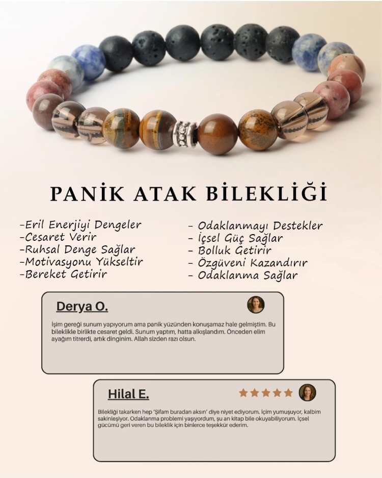%100 Doğal Taş Panik Atak Bilekliği
