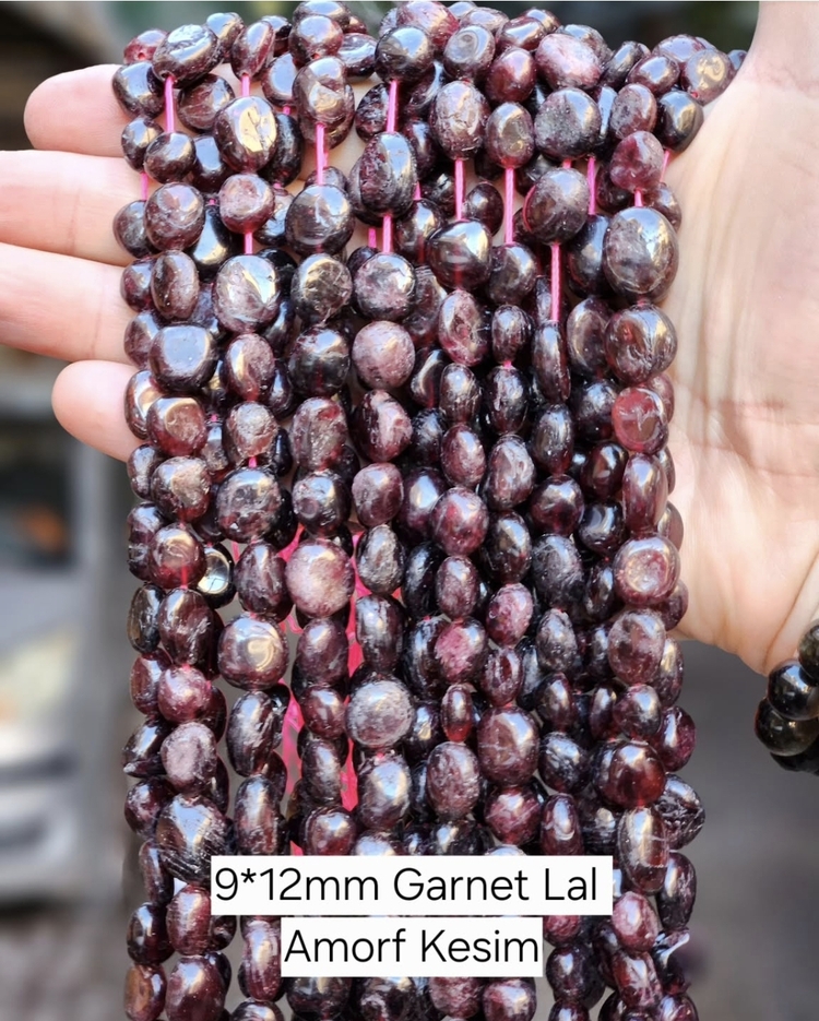 Amorf Kesim Garnet Lal Taşı Dize