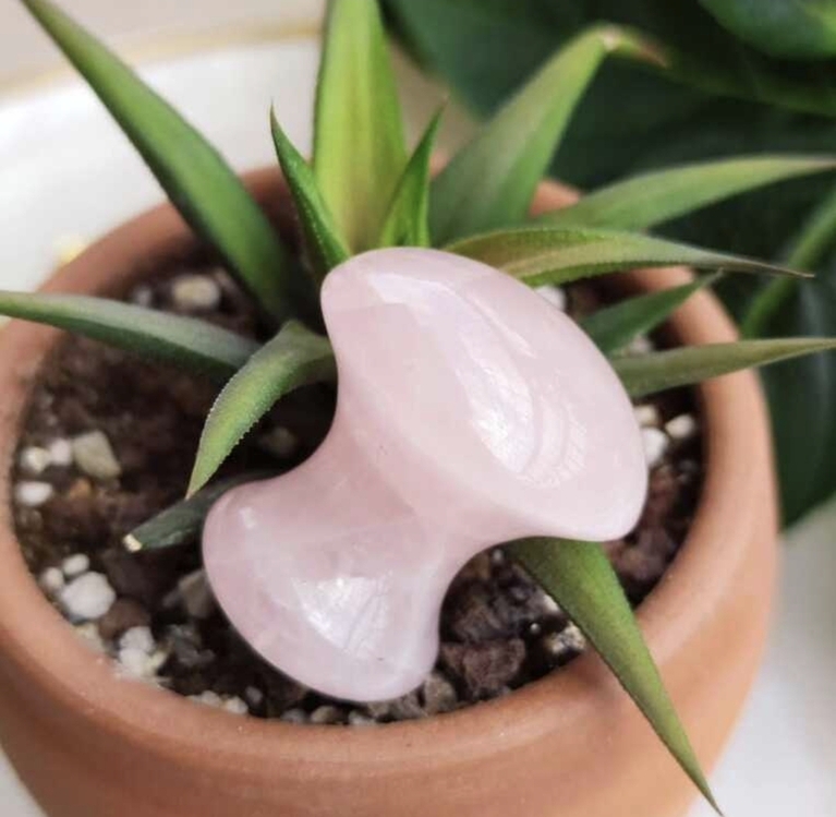 Pembe Kuvars Mantar Guasha Taşı