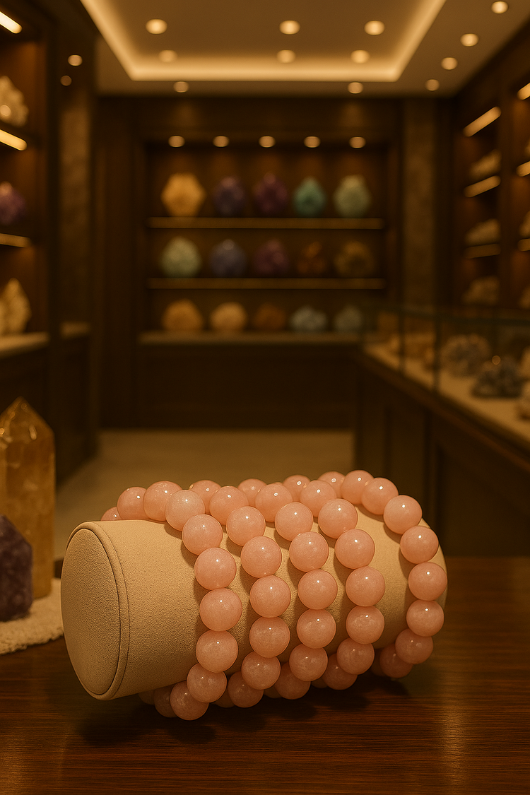 %100 Doğal Pembe Kuvars Taşı Bileklik 10MM